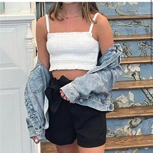 NWOT Aritzia/Sunday Best smocked crop top white medium